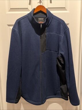 Izod Men’s Navy and Black Full-Zip Knit Jacket